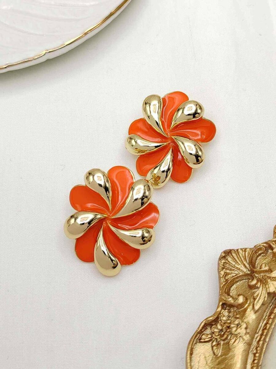 Pendiente Flor Naranja